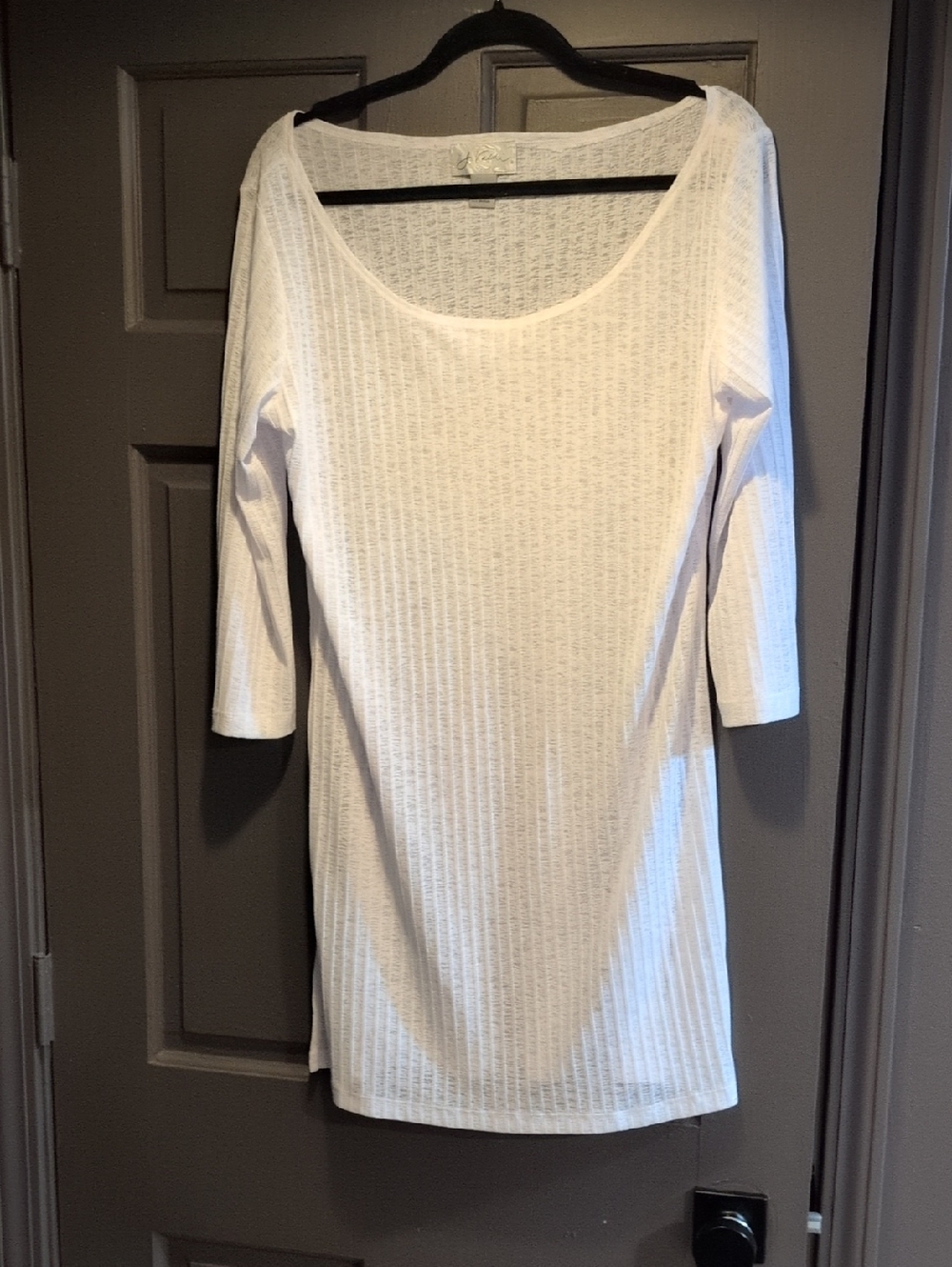 White Ribbed Scoop Neck Coverup